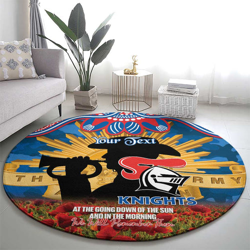 Personalised Knights Rugby ANZAC Day Round Carpet Last Post Poppy We Will Remember Them