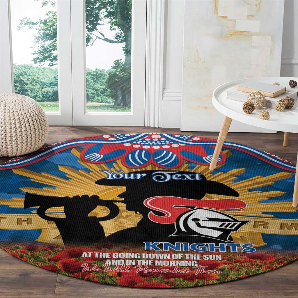 Personalised Knights Rugby ANZAC Day Round Carpet Last Post Poppy We Will Remember Them