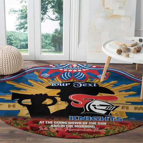 Personalised Knights Rugby ANZAC Day Round Carpet Last Post Poppy We Will Remember Them