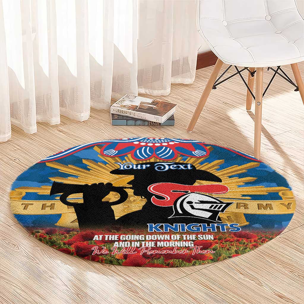 Personalised Knights Rugby ANZAC Day Round Carpet Last Post Poppy We Will Remember Them