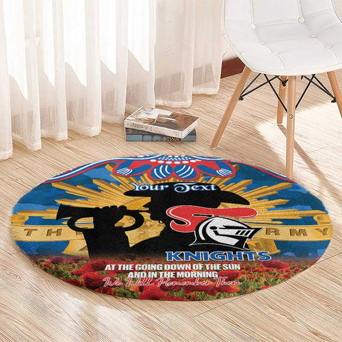 Personalised Knights Rugby ANZAC Day Round Carpet Last Post Poppy We Will Remember Them