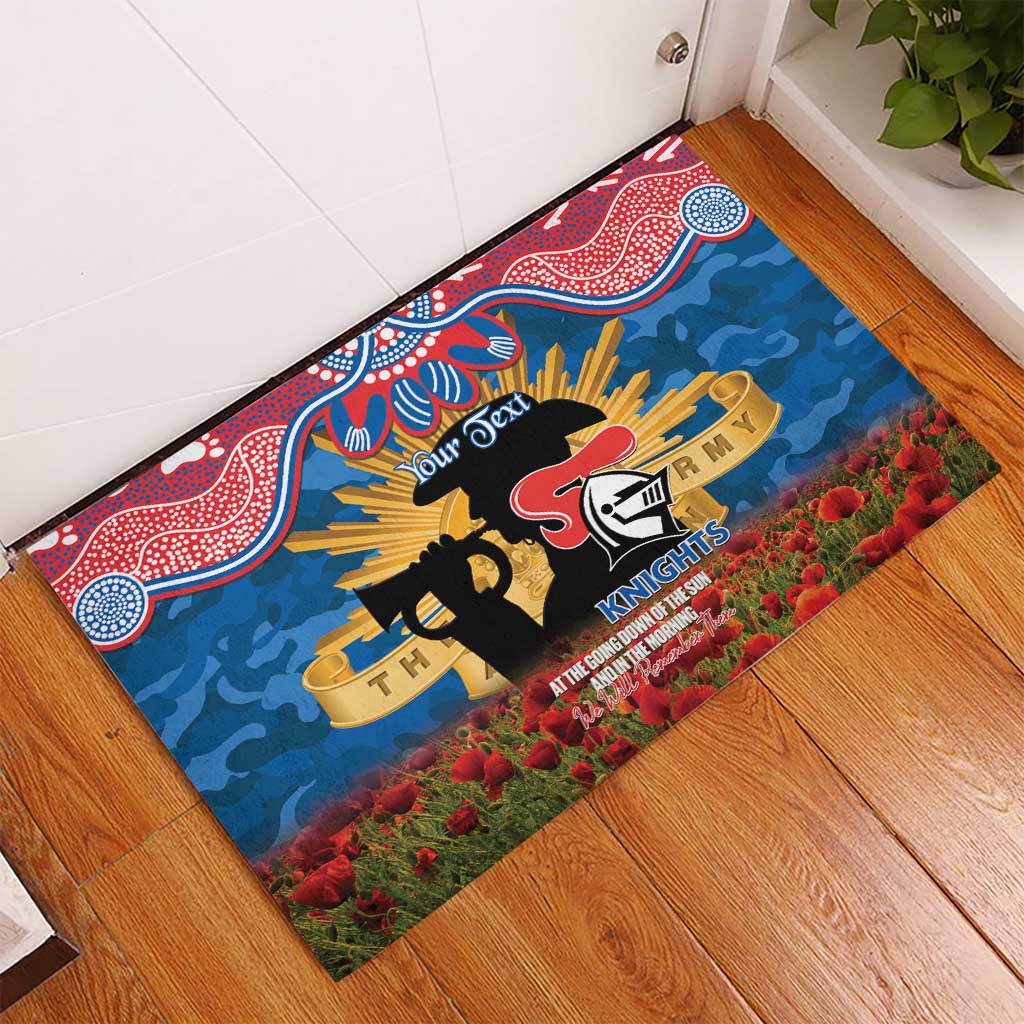 Personalised Knights Rugby ANZAC Day Rubber Doormat Last Post Poppy We Will Remember Them
