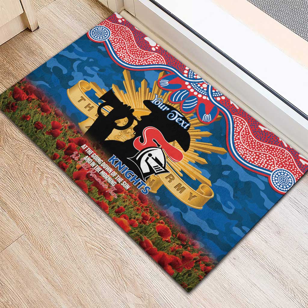 Personalised Knights Rugby ANZAC Day Rubber Doormat Last Post Poppy We Will Remember Them