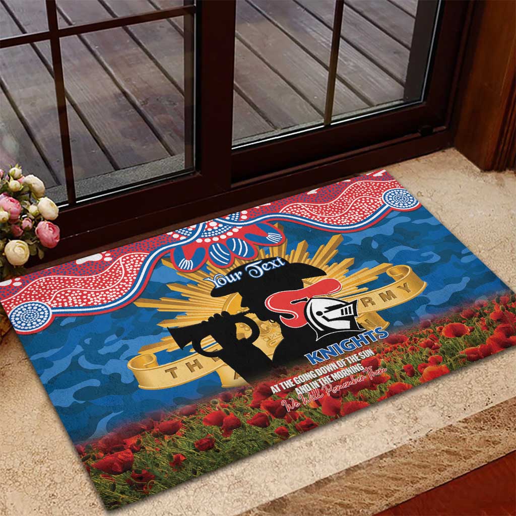 Personalised Knights Rugby ANZAC Day Rubber Doormat Last Post Poppy We Will Remember Them
