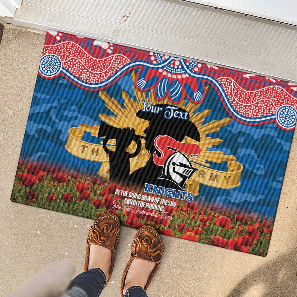 Personalised Knights Rugby ANZAC Day Rubber Doormat Last Post Poppy We Will Remember Them