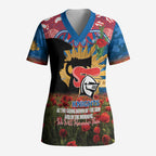 Personalised Knights Rugby ANZAC Day Scrub Top Last Post Poppy We Will Remember Them