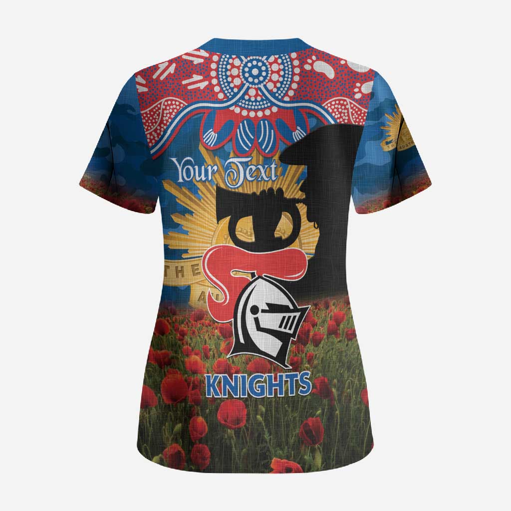 Personalised Knights Rugby ANZAC Day Scrub Top Last Post Poppy We Will Remember Them