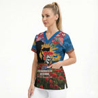 Personalised Knights Rugby ANZAC Day Scrub Top Last Post Poppy We Will Remember Them