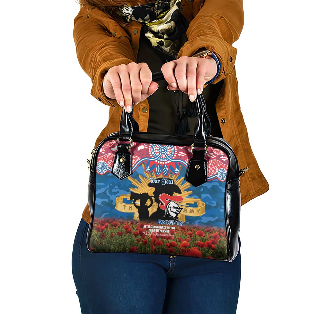 Personalised Knights Rugby ANZAC Day Shoulder Handbag Last Post Poppy We Will Remember Them