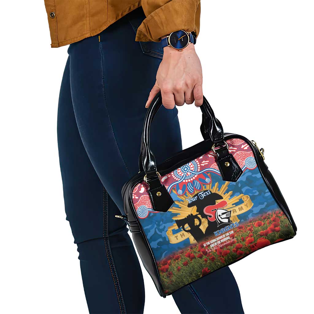 Personalised Knights Rugby ANZAC Day Shoulder Handbag Last Post Poppy We Will Remember Them