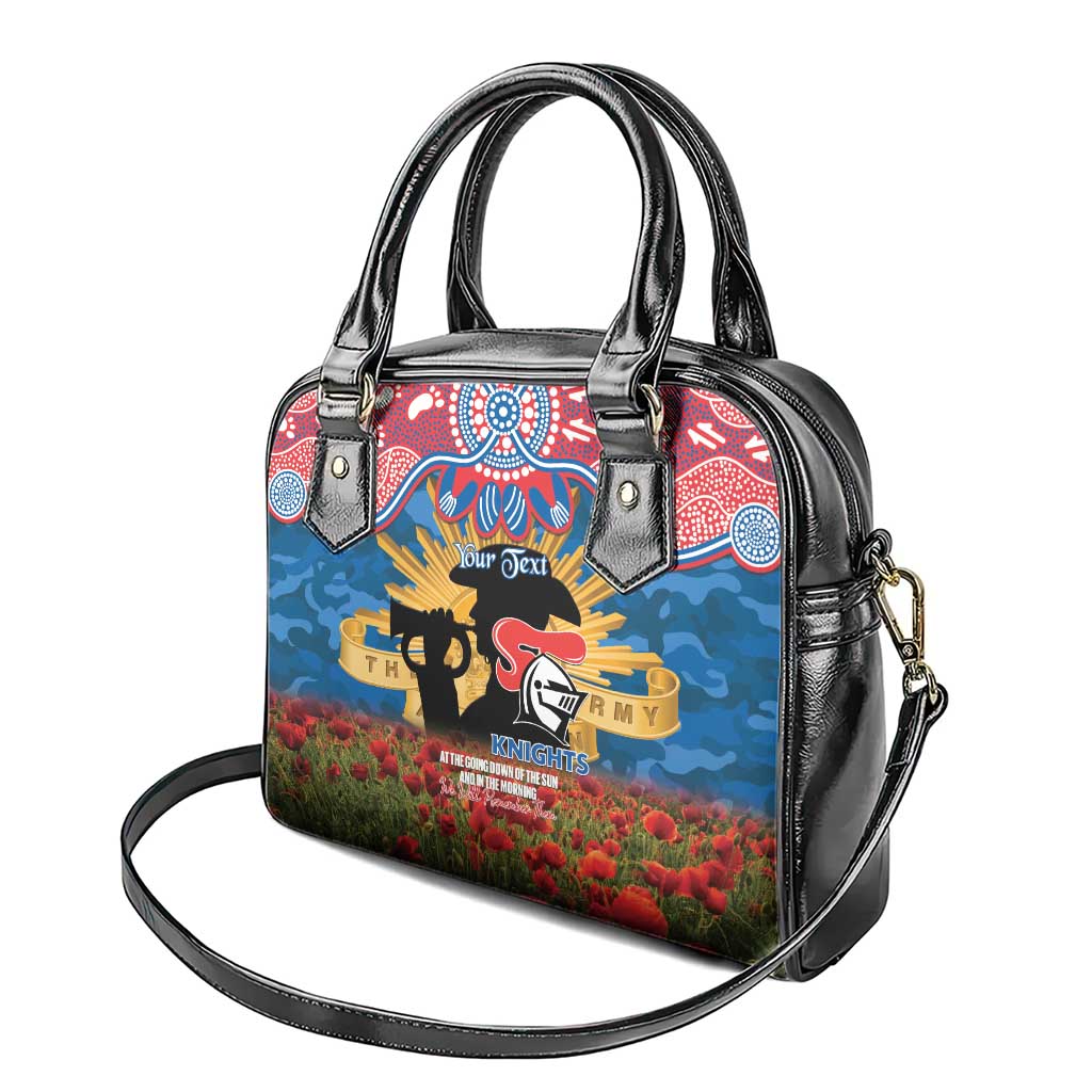 Personalised Knights Rugby ANZAC Day Shoulder Handbag Last Post Poppy We Will Remember Them