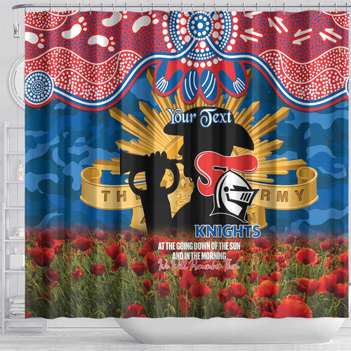 Personalised Knights Rugby ANZAC Day Shower Curtain Last Post Poppy We Will Remember Them