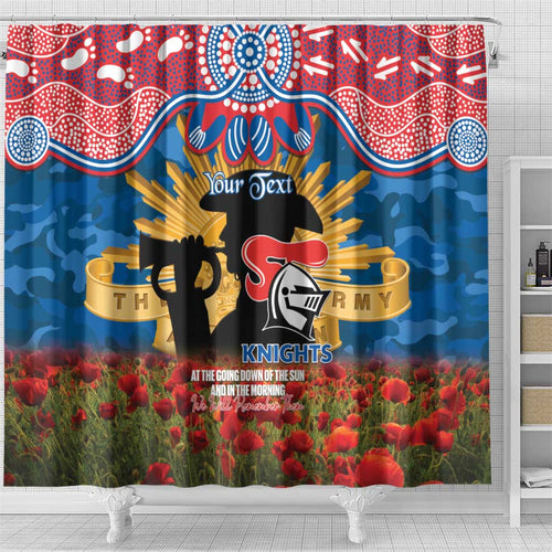 Personalised Knights Rugby ANZAC Day Shower Curtain Last Post Poppy We Will Remember Them
