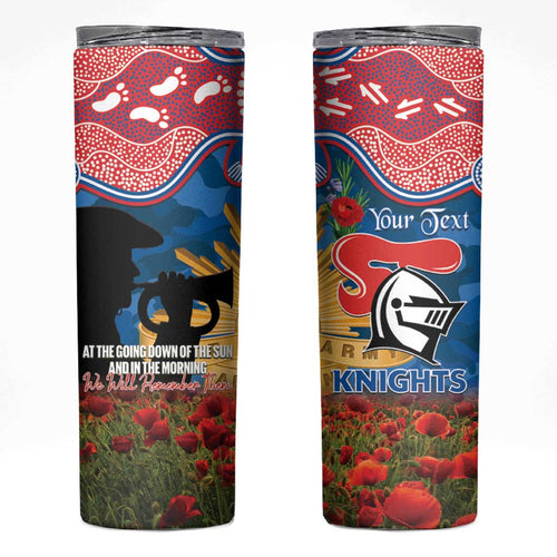 Personalised Knights Rugby ANZAC Day Skinny Tumbler Last Post Poppy We Will Remember Them