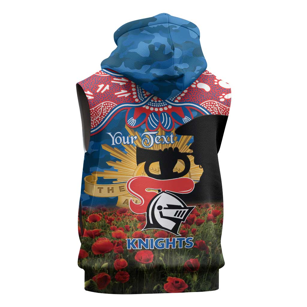 Personalised Knights Rugby ANZAC Day Sleeveless Hoodie Last Post Poppy We Will Remember Them