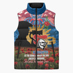 Personalised Knights Rugby ANZAC Day Sleeveless Puffer Jacket Last Post Poppy We Will Remember Them