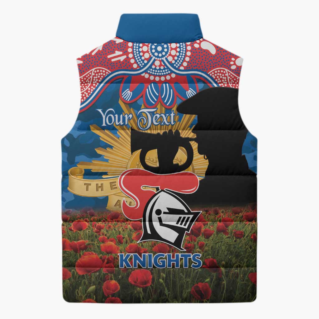 Personalised Knights Rugby ANZAC Day Sleeveless Puffer Jacket Last Post Poppy We Will Remember Them