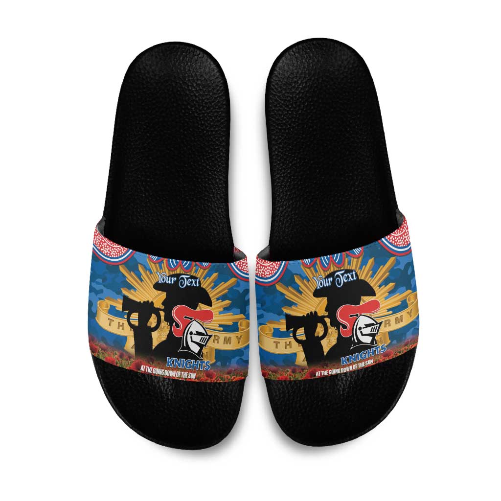Personalised Knights Rugby ANZAC Day Slide Sandals Last Post Poppy We Will Remember Them