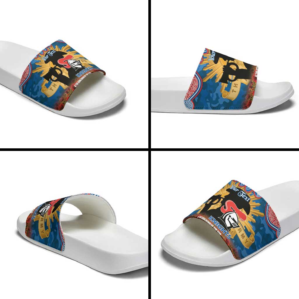 Personalised Knights Rugby ANZAC Day Slide Sandals Last Post Poppy We Will Remember Them