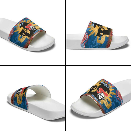 Personalised Knights Rugby ANZAC Day Slide Sandals Last Post Poppy We Will Remember Them