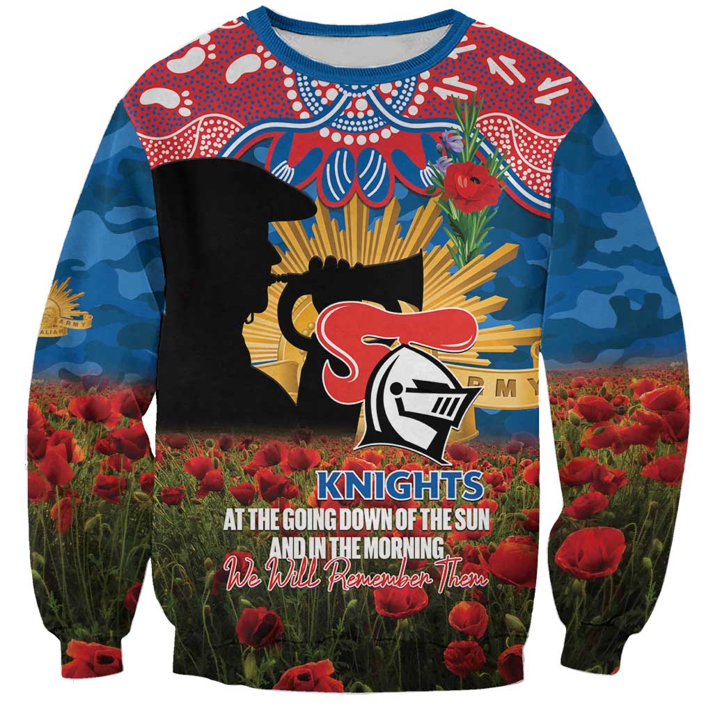 Personalised Knights Rugby ANZAC Day Sweatshirt Last Post Poppy We Will Remember Them
