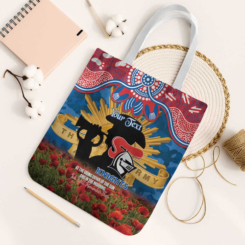 Personalised Knights Rugby ANZAC Day Tote Bag Last Post Poppy We Will Remember Them
