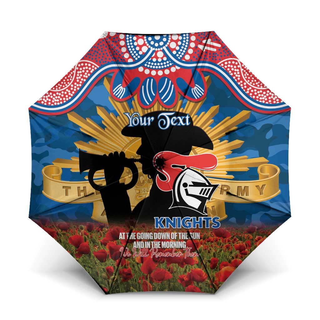 Personalised Knights Rugby ANZAC Day Umbrella Last Post Poppy We Will Remember Them