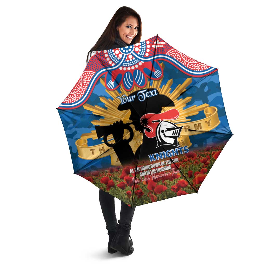 Personalised Knights Rugby ANZAC Day Umbrella Last Post Poppy We Will Remember Them