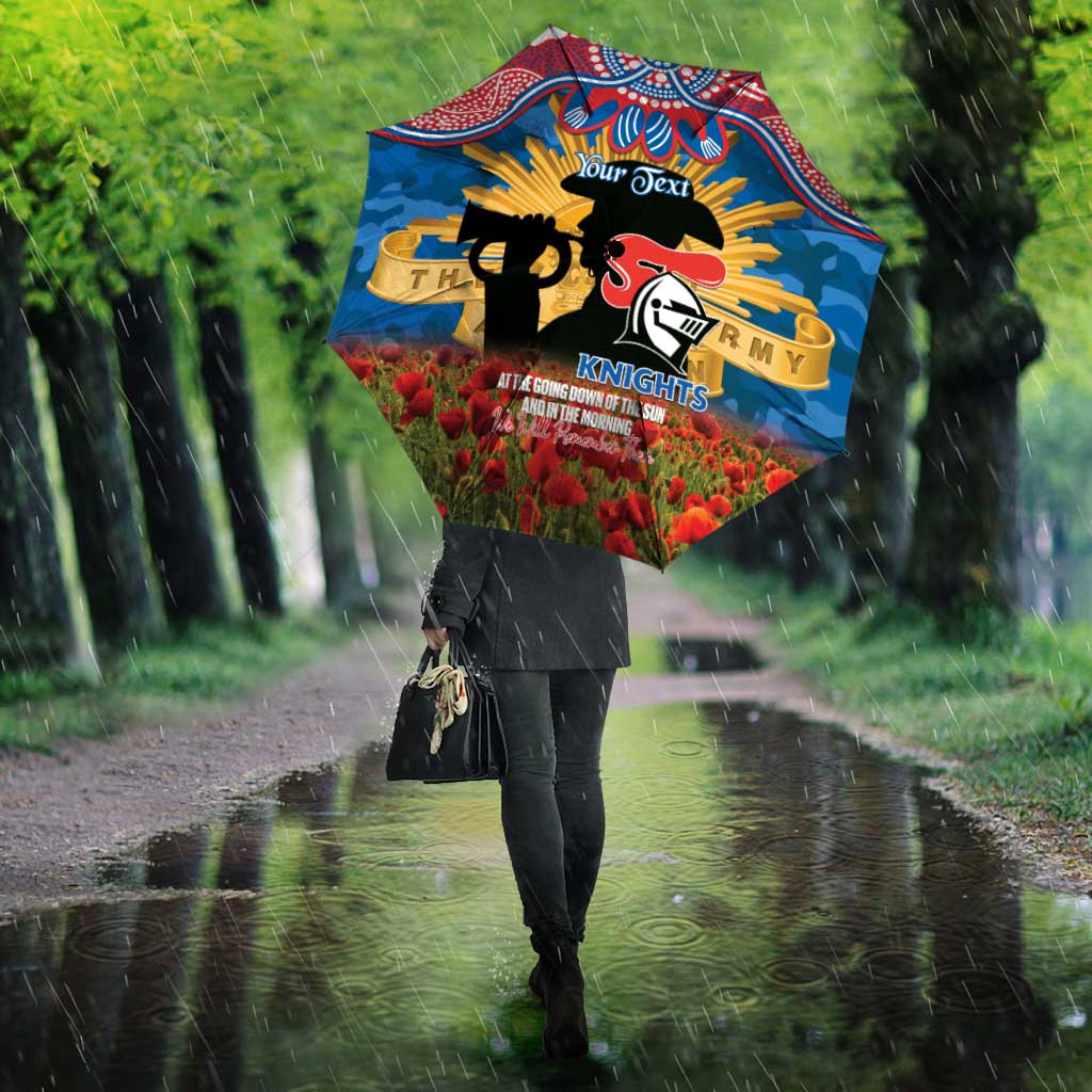 Personalised Knights Rugby ANZAC Day Umbrella Last Post Poppy We Will Remember Them