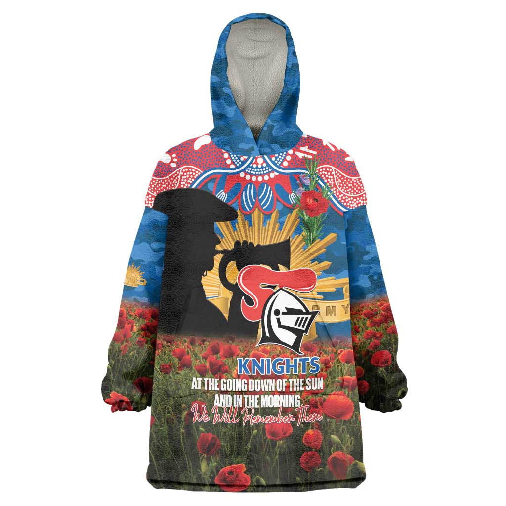 Personalised Knights Rugby ANZAC Day Wearable Blanket Hoodie Last Post Poppy We Will Remember Them
