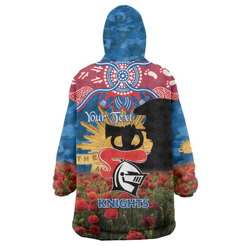 Personalised Knights Rugby ANZAC Day Wearable Blanket Hoodie Last Post Poppy We Will Remember Them