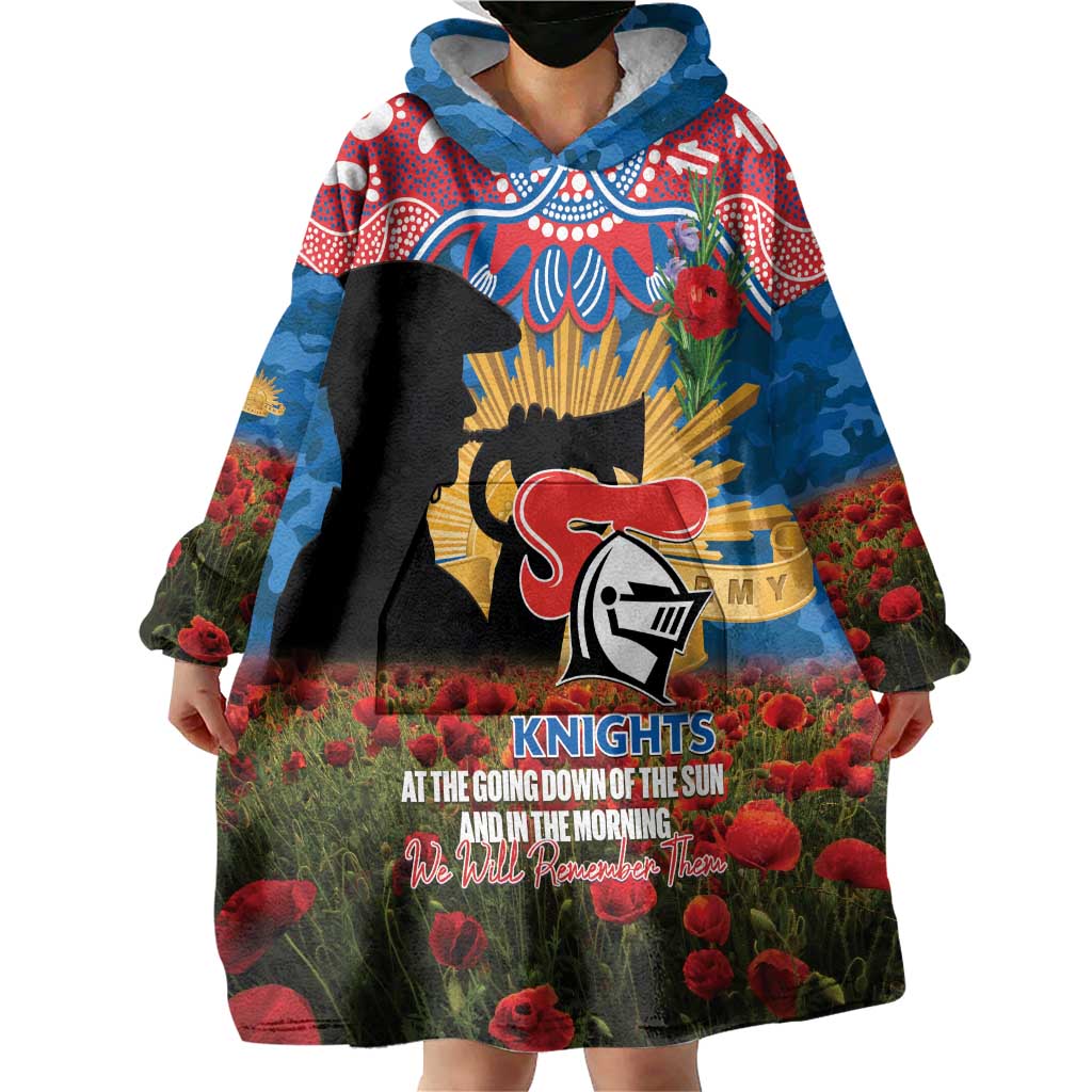 Personalised Knights Rugby ANZAC Day Wearable Blanket Hoodie Last Post Poppy We Will Remember Them