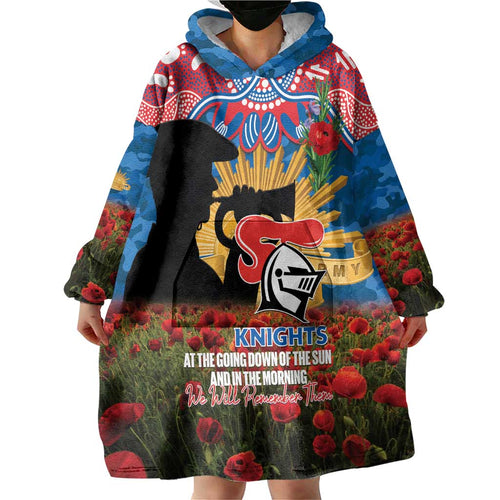Personalised Knights Rugby ANZAC Day Wearable Blanket Hoodie Last Post Poppy We Will Remember Them