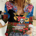 Personalised Knights Rugby ANZAC Day Women Casual Shirt Last Post Poppy We Will Remember Them