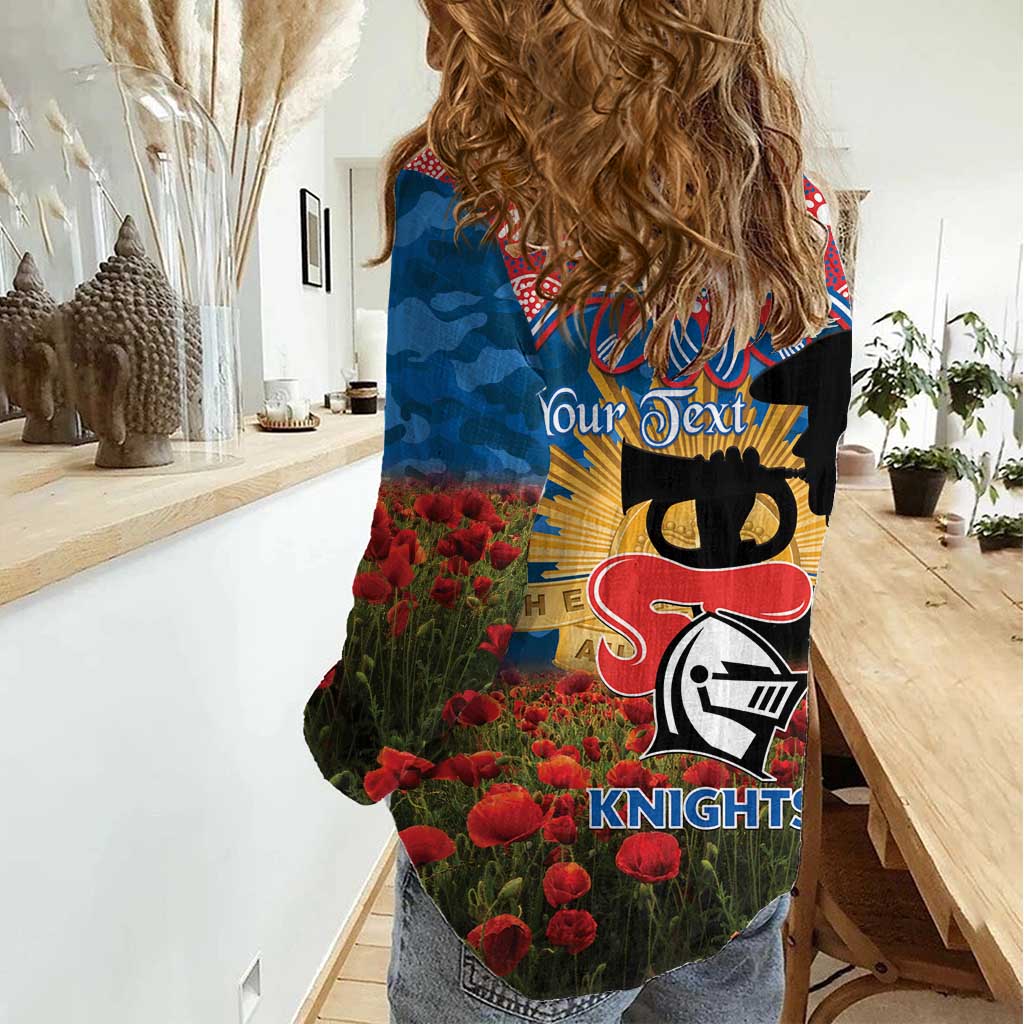 Personalised Knights Rugby ANZAC Day Women Casual Shirt Last Post Poppy We Will Remember Them