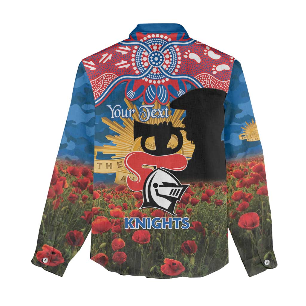Personalised Knights Rugby ANZAC Day Women Casual Shirt Last Post Poppy We Will Remember Them