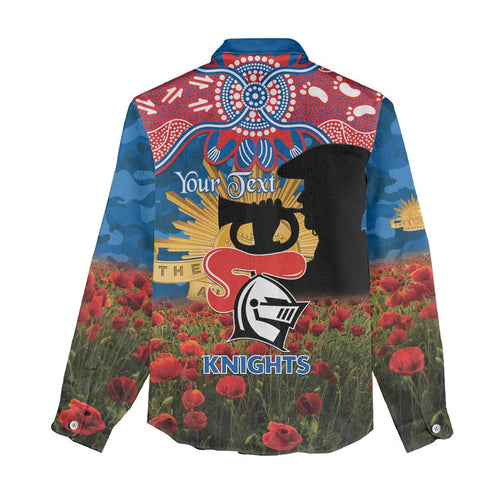 Personalised Knights Rugby ANZAC Day Women Casual Shirt Last Post Poppy We Will Remember Them