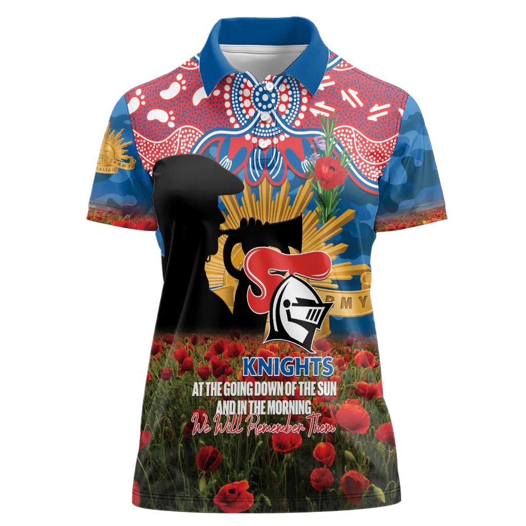 Personalised Knights Rugby ANZAC Day Women Polo Shirt Last Post Poppy We Will Remember Them