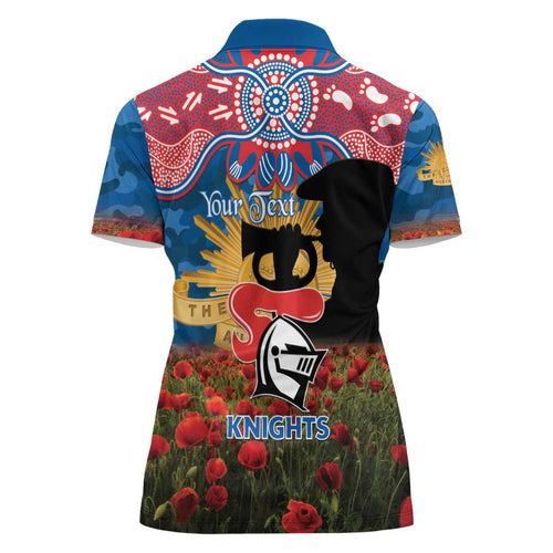 Personalised Knights Rugby ANZAC Day Women Polo Shirt Last Post Poppy We Will Remember Them