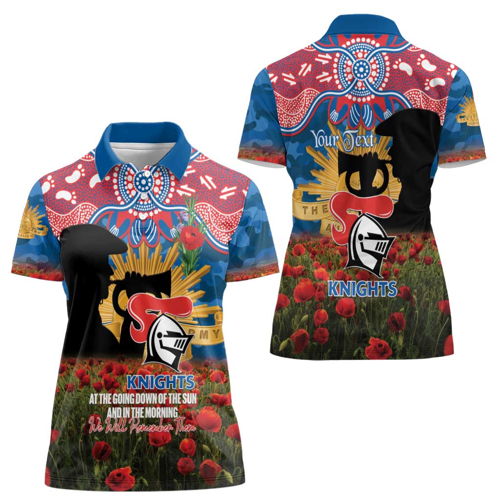 Personalised Knights Rugby ANZAC Day Women Polo Shirt Last Post Poppy We Will Remember Them