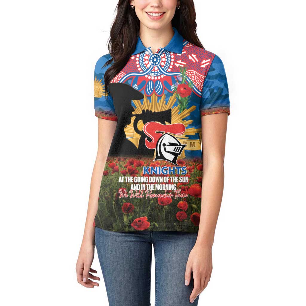 Personalised Knights Rugby ANZAC Day Women Polo Shirt Last Post Poppy We Will Remember Them