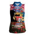 Personalised Knights Rugby ANZAC Day Women Sleeveless Polo Shirt Last Post Poppy We Will Remember Them