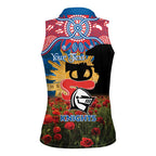 Personalised Knights Rugby ANZAC Day Women Sleeveless Polo Shirt Last Post Poppy We Will Remember Them