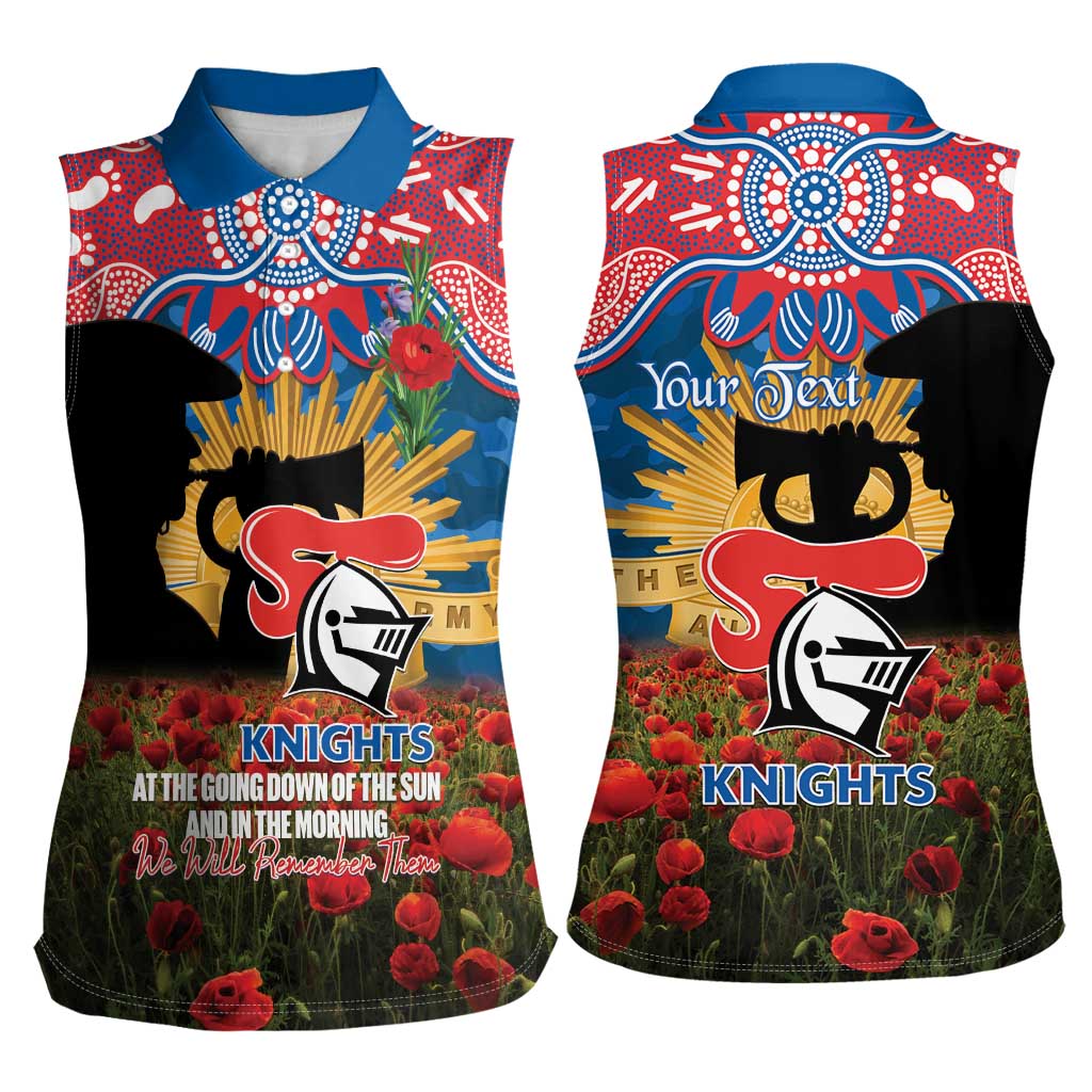 Personalised Knights Rugby ANZAC Day Women Sleeveless Polo Shirt Last Post Poppy We Will Remember Them