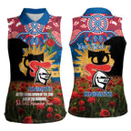 Personalised Knights Rugby ANZAC Day Women Sleeveless Polo Shirt Last Post Poppy We Will Remember Them