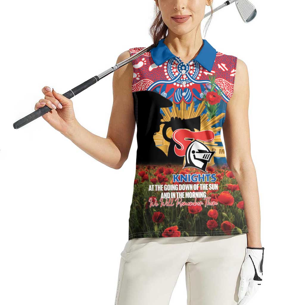 Personalised Knights Rugby ANZAC Day Women Sleeveless Polo Shirt Last Post Poppy We Will Remember Them