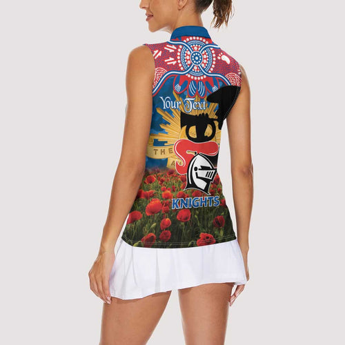 Personalised Knights Rugby ANZAC Day Women Sleeveless Polo Shirt Last Post Poppy We Will Remember Them