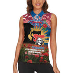 Personalised Knights Rugby ANZAC Day Women Sleeveless Polo Shirt Last Post Poppy We Will Remember Them