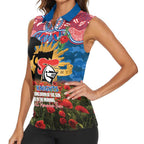 Personalised Knights Rugby ANZAC Day Women Sleeveless Polo Shirt Last Post Poppy We Will Remember Them