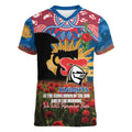 Personalised Knights Rugby ANZAC Day Women V-Neck T-Shirt Last Post Poppy We Will Remember Them